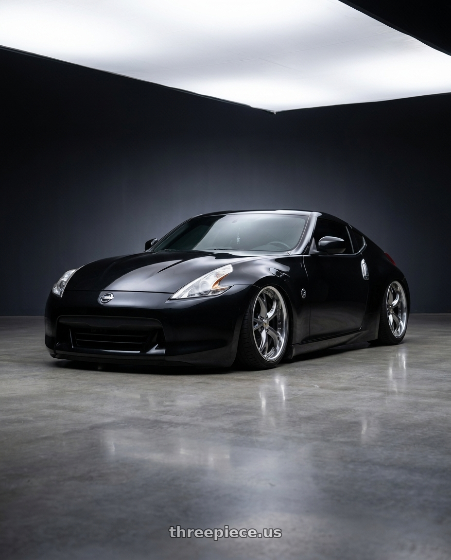 2009 nissan 370z with Work Wheels VS-KF 5X114.3 19x8+2 Brilliant Silver Black A Disk FULL REVERSE wheels