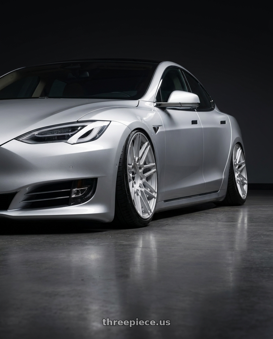 2018 tesla model s with Rotiform TDX 5x120 20x9 +27 Silver W/ Machined Face wheels