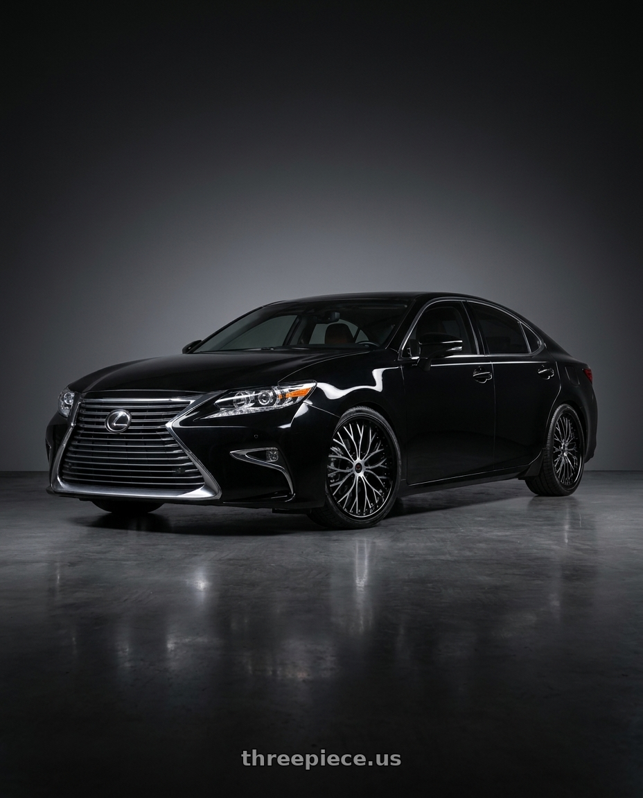2017 Lexus ES 200 black with Cavallo CLV-33 4x100/4x114.3 18x8 +35 Gloss Black & Machined wheels