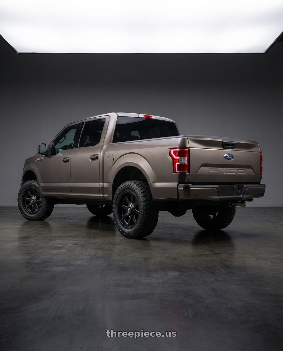 2019 Ford F-150 with Fuel 1PC D436 MAVERICK 6X135/6X139.7 20X9 +19 SATIN BLACK wheels rear three quarter view meaty tires