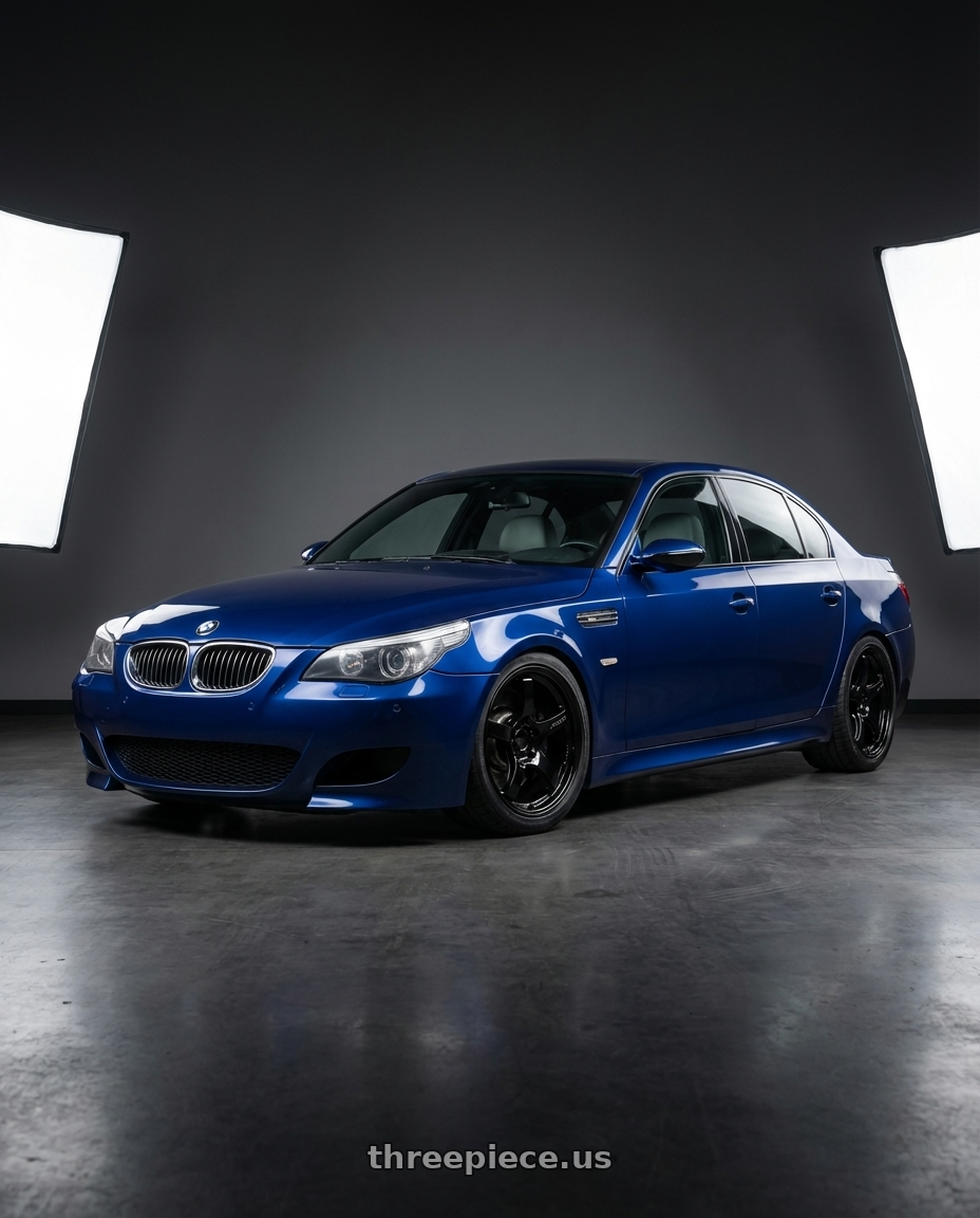 2010 BMW M5 E60 with Gram Lights 57CR 5x120 19x10.5+22 Glossy Black wheels