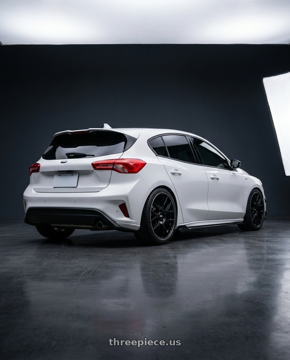 2022 Focus Lommel x with BBS CH-R 5x130 19x11 +56 Satin Black Polished Rim Protector wheels rear three quarter view square tires