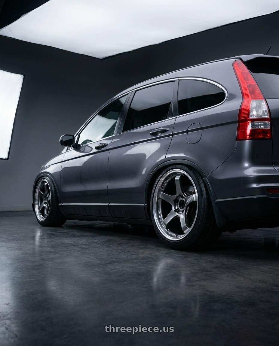 2010 Honda CRV with Advan Racing GT BEYOND 5x114.3 20x9.5 +29 MACHINING & HYPER PLATINUM BLACK wheels rear three quarter view meaty tires