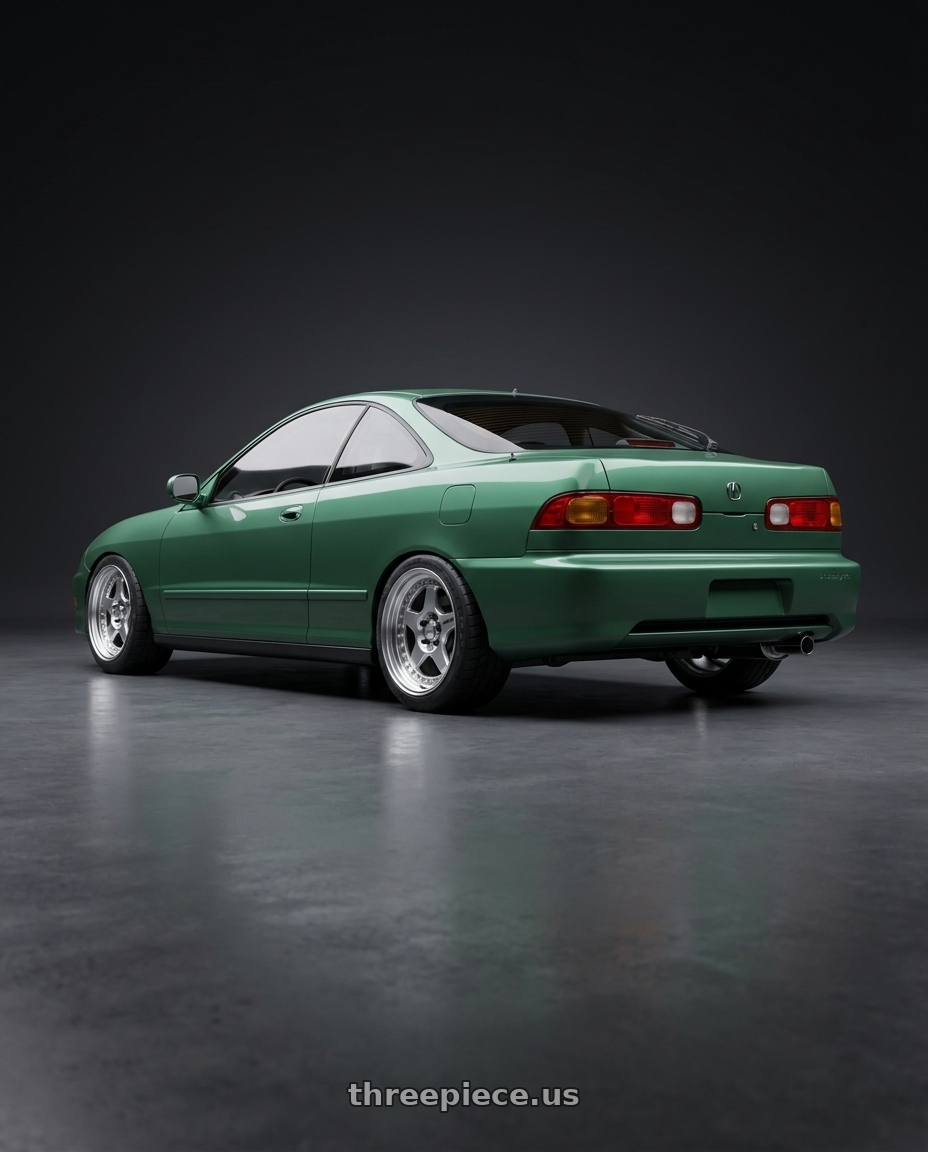 2000 Acura integra gsr with Work Meister Cr01 4x100 15x11+-41 A Disk Bright Buff Finish wheels rear three quarter view square tires