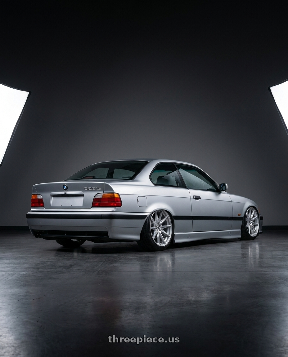 1999 Bmw 328is with Brada Wheels CX2 5x112 19x11 +15 Brushed Hyper Silver wheels rear three quarter view slight stretch tires