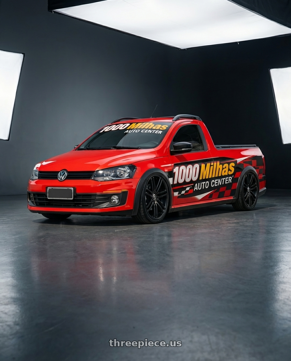 saveiro 2015 trendline red with Kraze Cray 141 5x108 20x8.5+35 Satin Black wheels