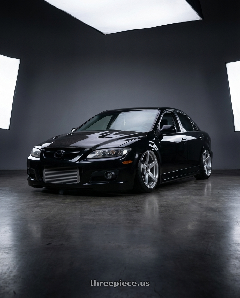 2006 Mazda, Mazdaspeed 6, Grand Touring, Black with Enkei Kojin 5x120 18x8+32 Matte Silver wheels