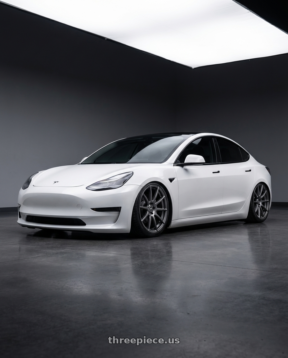 2023 Tesla Model 3 with Forgestar CF10 5x114.3 19x10 +42 Gloss Anthracite wheels