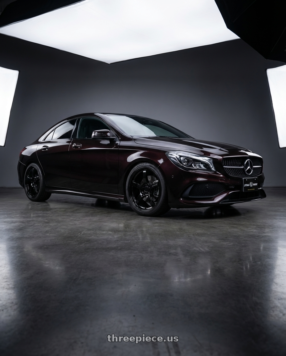 2018 Mercedes-Benz CLA C117 with Gram Lights 57CR 5x112 19x10.5+35 Glossy Black wheels