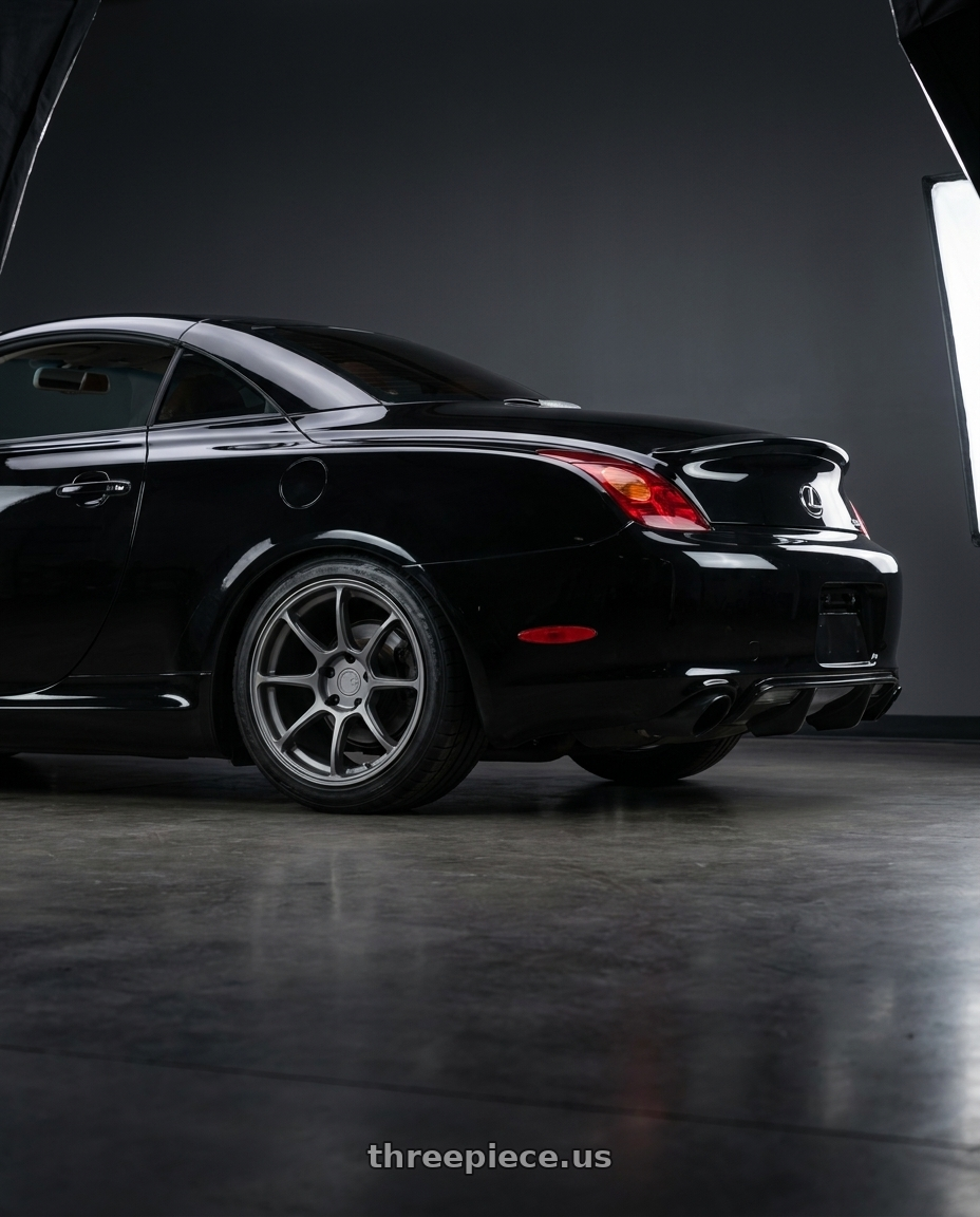 2005 lexus sc430 with Aodhan AH06 5X114.3 18x9+30 Matte Gray wheels rear three quarter view square tires