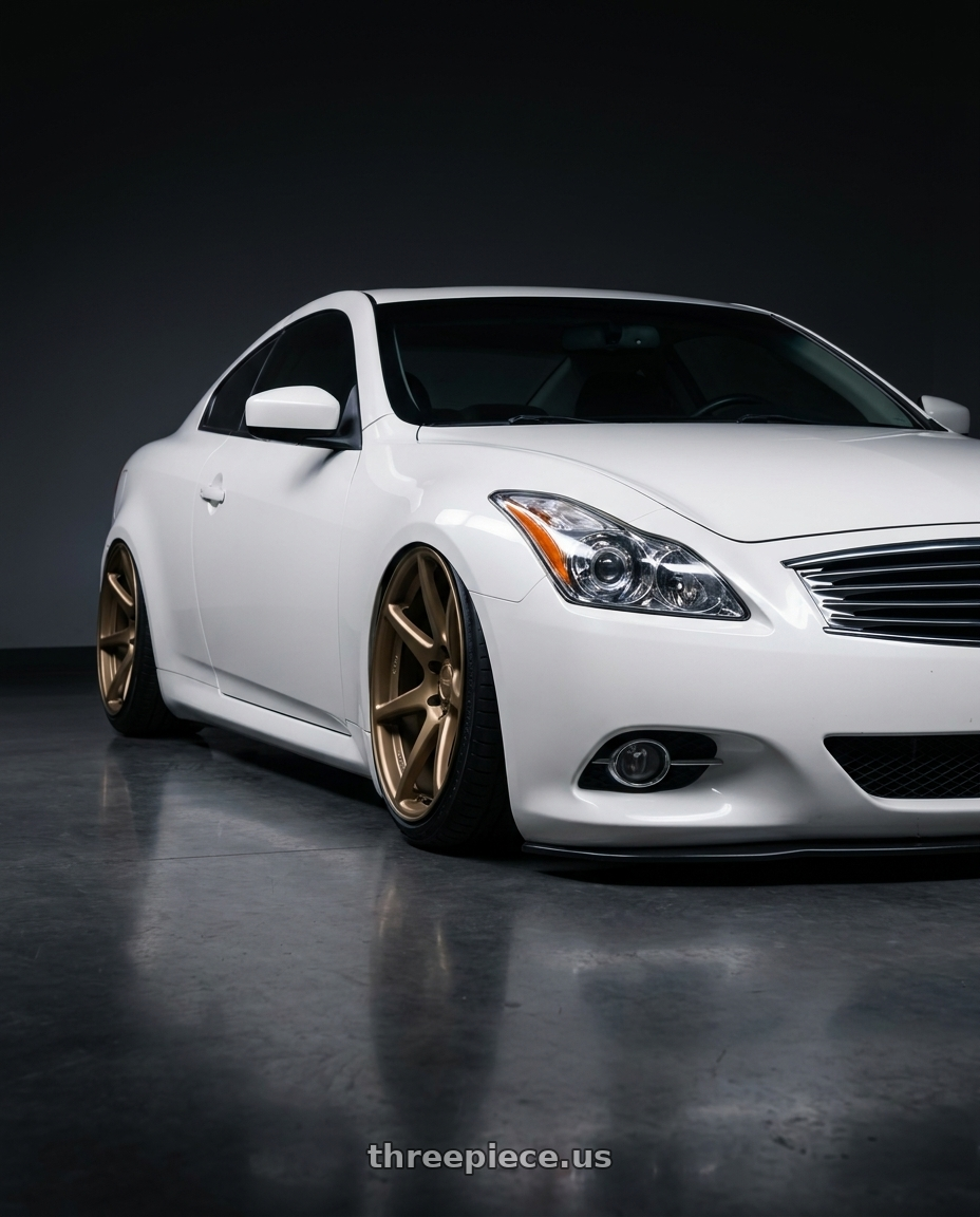 2014 Infiniti G37 Coupe with Kansei K11B Tandem 5x114.3 19x9.5 22 Bronze wheels