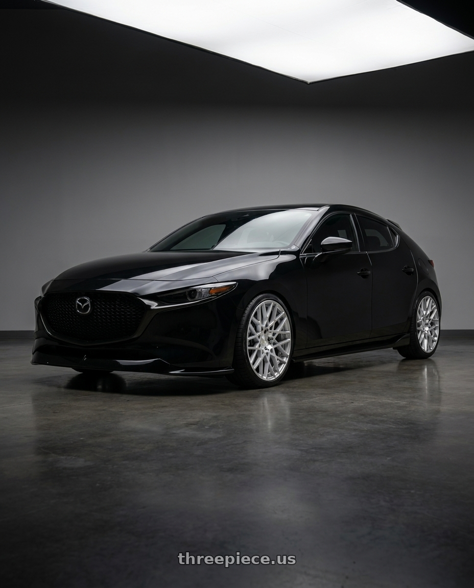2024 Mazda Mazda3 with Rotiform 1PC R110 BLQ 5X114.3 19X8.5 +38 GLOSS SILVER MACHINED wheels