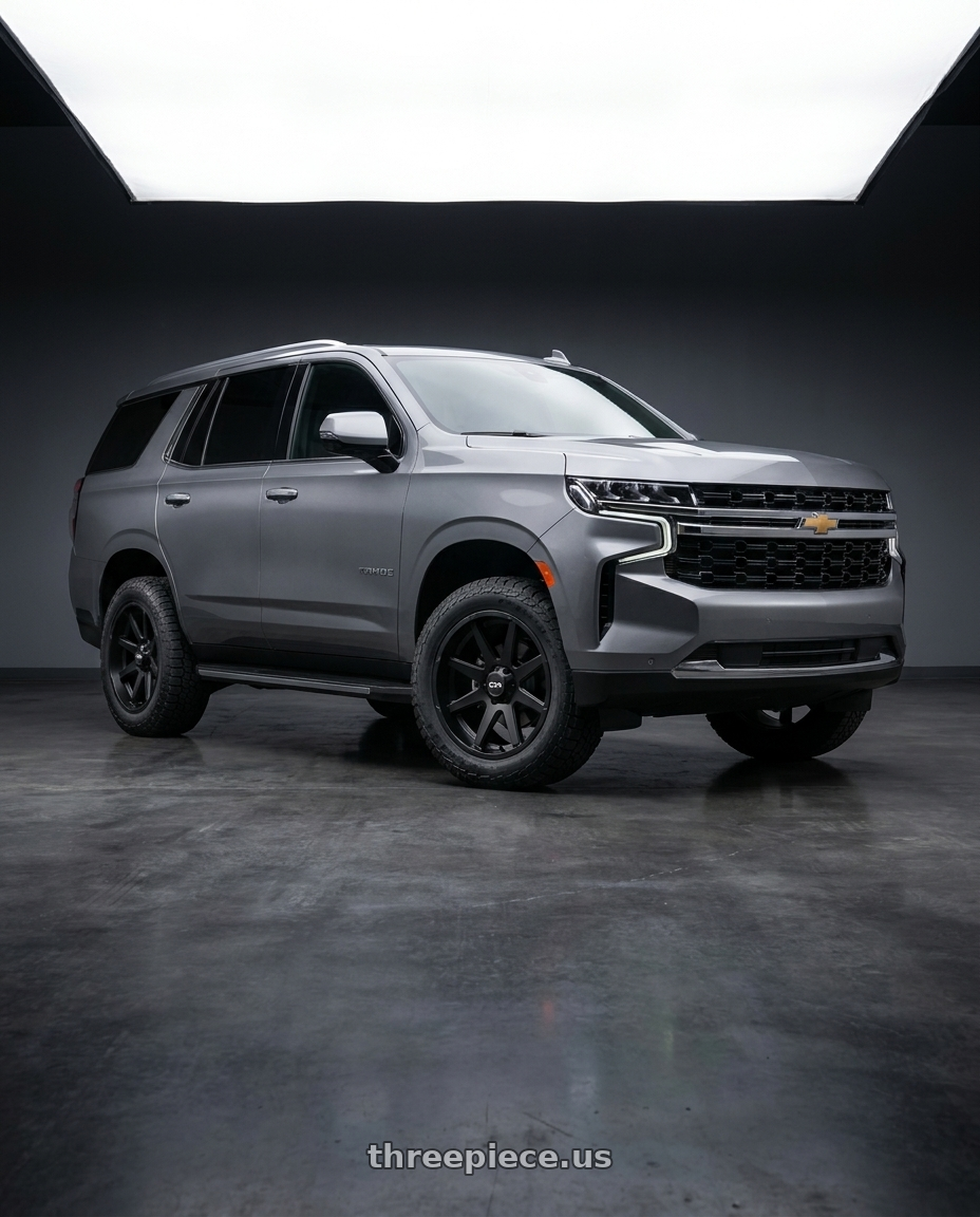 2021 Chevrolet Tahoe LS with Ion Type 143 6x139.7 18x9+18 Matte Black wheels