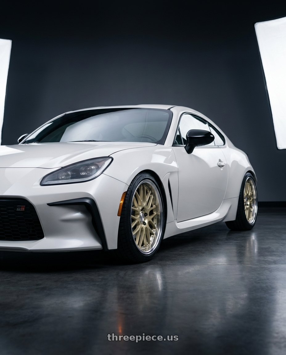 2026 Toyota gr86 with Work Lanvec Lm1 5x100 18x8.5+38 A Disk Light Metallic Gold wheels
