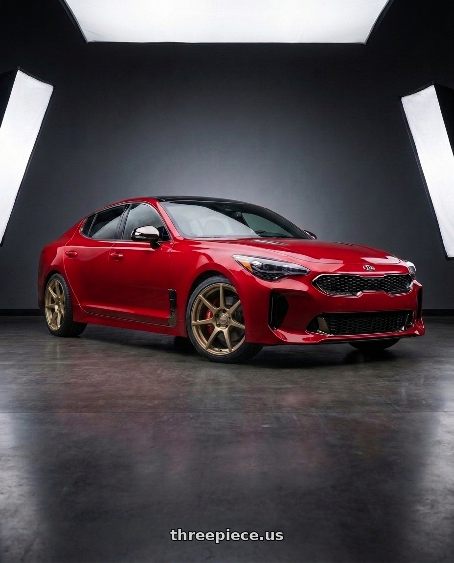 2018 Kia Stinger GT2 AWD with Kansei K11B Tandem 5x114.3 19x9.5 22 Bronze wheels