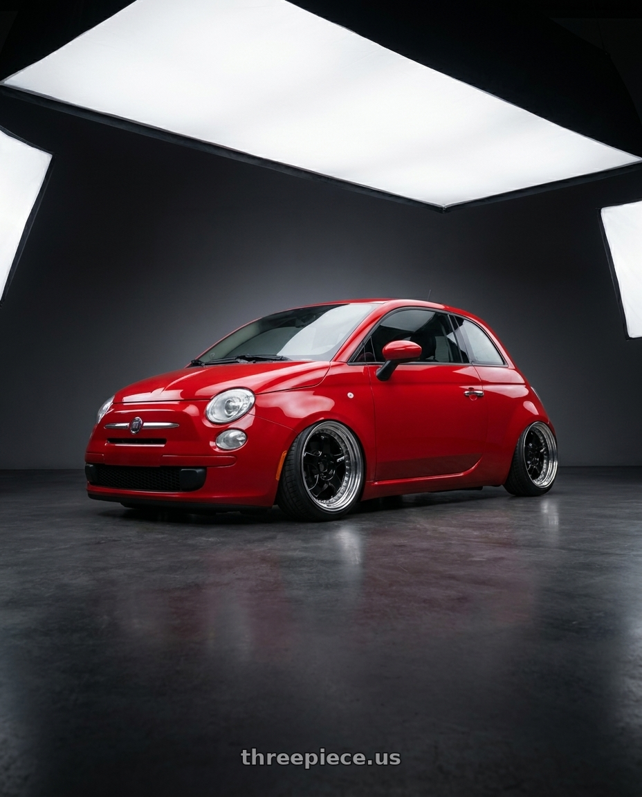 2014 Fiat 500 with Work Meister S1 3P 5x100 18x8+35 A Disk Black wheels