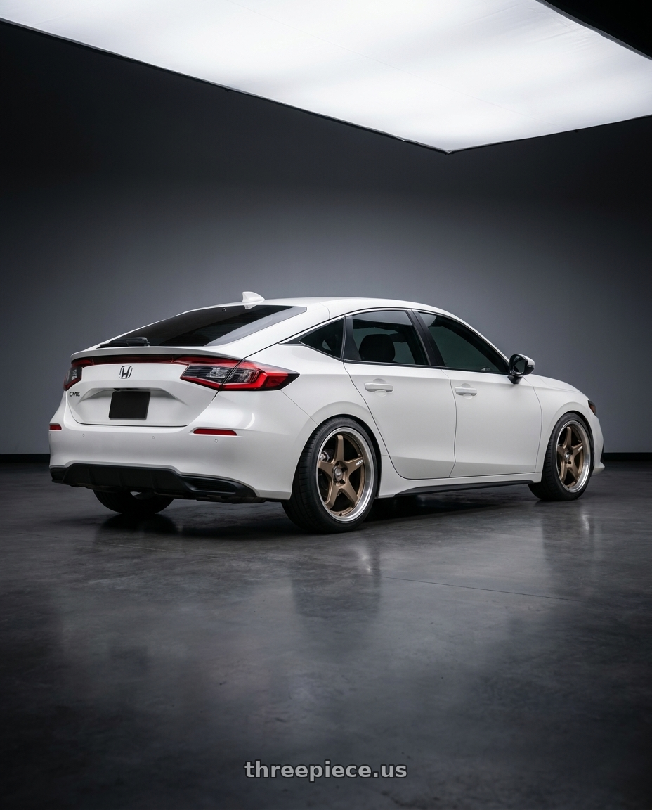 2024 Honda Civic with ESR Wheels APEX SERIES AP5 5x114.3 18x8.5 +30 Matte Bronze wheels rear three quarter view square tires