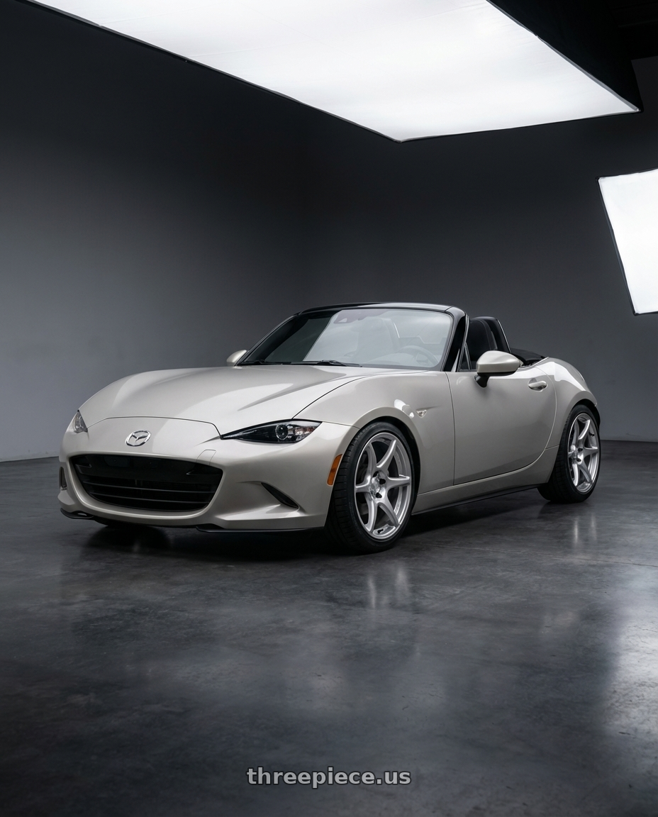 2021 Mazda MX-5 Miata ND with Kansei K11S Tandem 5x114.3 17x9 22 Hyper Silver wheels