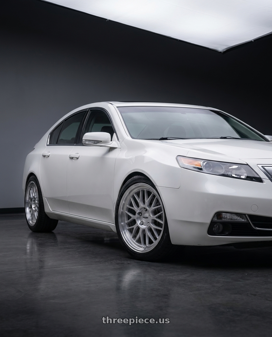 2013 Acura TL SH-AWD White with KATANA RACING KR06 5x120 18x8 +40 Glossy Silver Machine Lip wheels