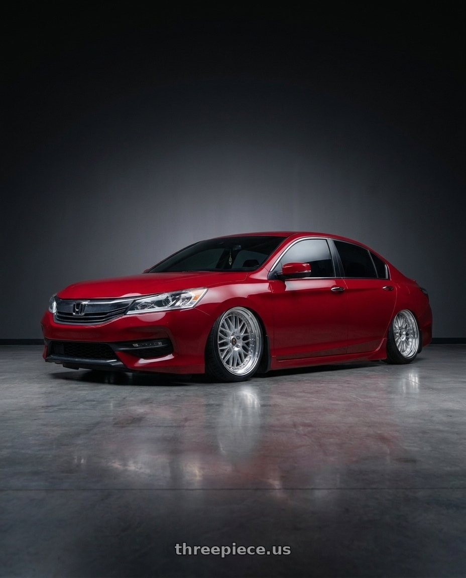 2016 honda Accord sport with Work Vs-Xv 5x114.3 18x9.5+34 A Disk Silky Rich Silver wheels