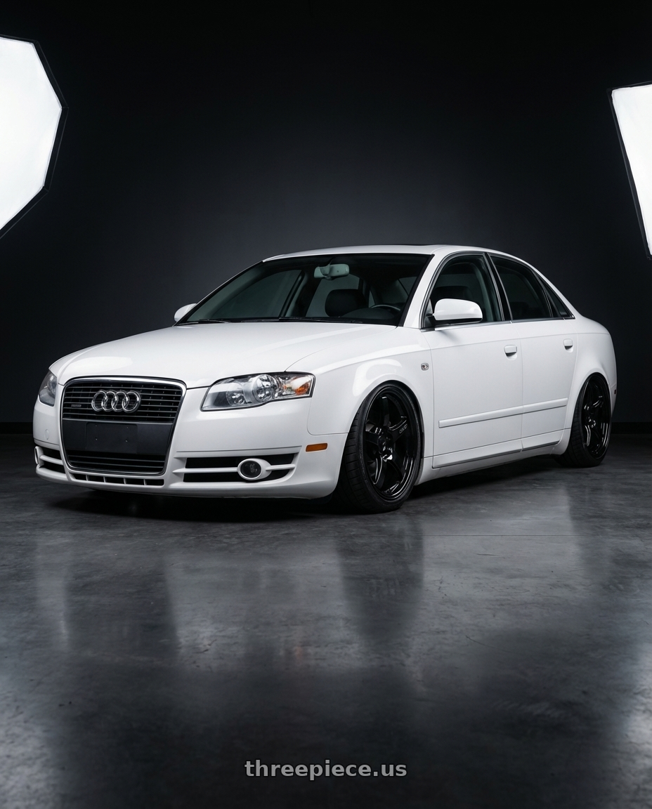 2010 Audi A4 B7 with Gram Lights 57CR 5x112 19x10.5+35 Glossy Black wheels