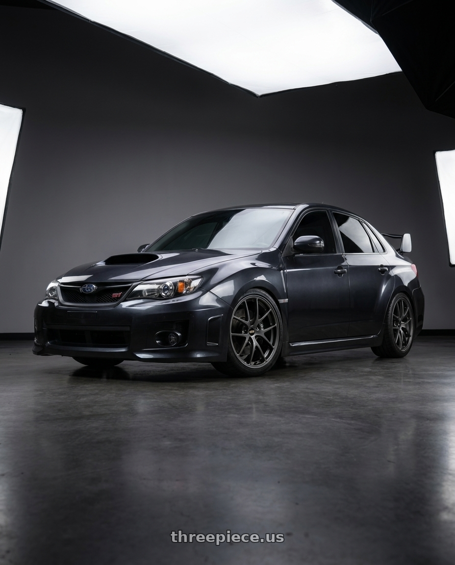 2013 Subaru WRX STI Sedan with BBS RI-A 5x114.3 18x9.5 +22 Matte Graphite wheels