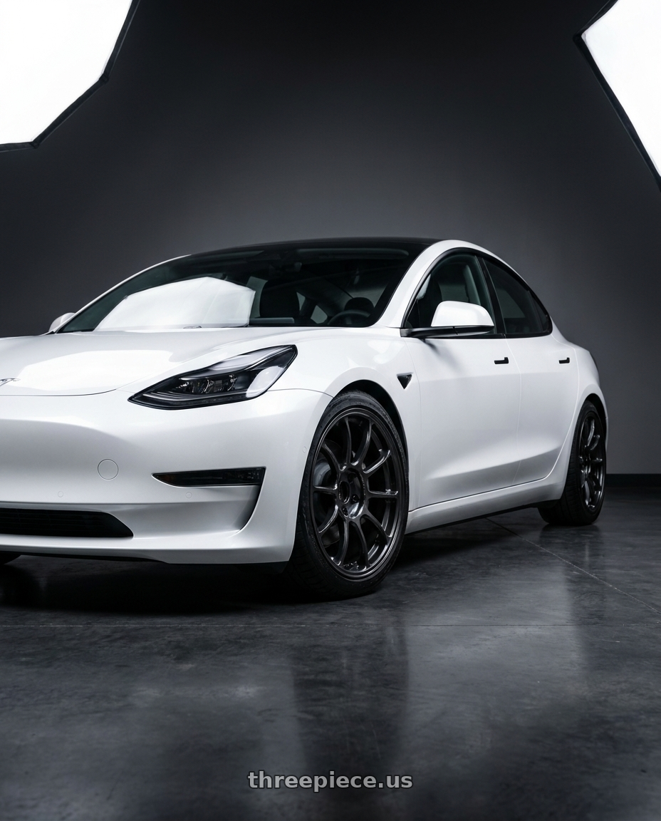 2021 Tesla Model 3 Performance with Volk Racing ZE40 M-SPEC 5x114.3 19x9.5+35 Diamond Dark Gunmetal wheels
