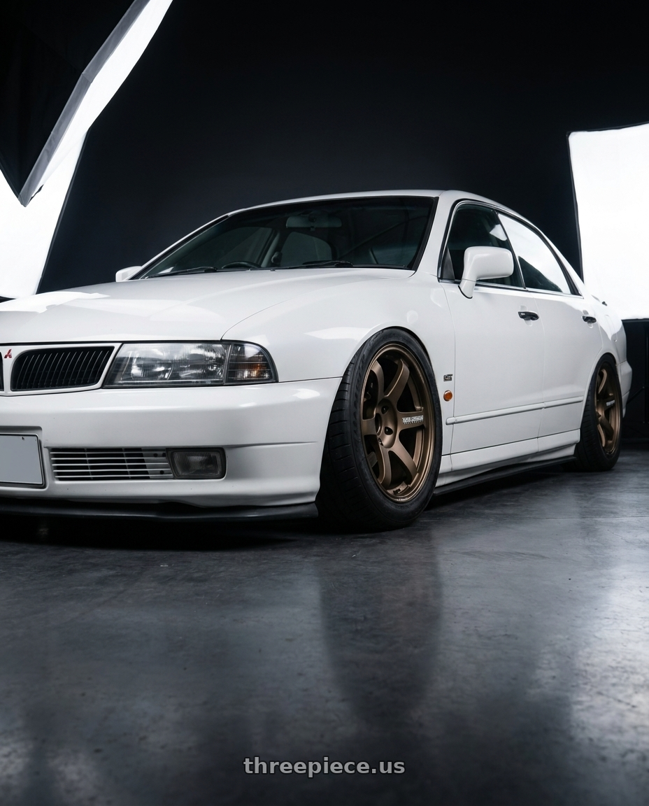 1998 Mitsubishi Magna Sports White with Volk Racing TE37 Saga S-Plus 5x114.3 18x8.5+35 Bronze wheels