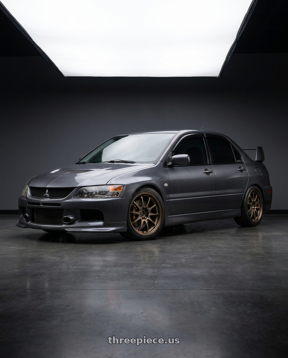 2005 Mitsubishi lancer evo with Volk Racing CE28N-PLUS 5x114.3 17x8 +38 SHINING BRONZE METAL wheels