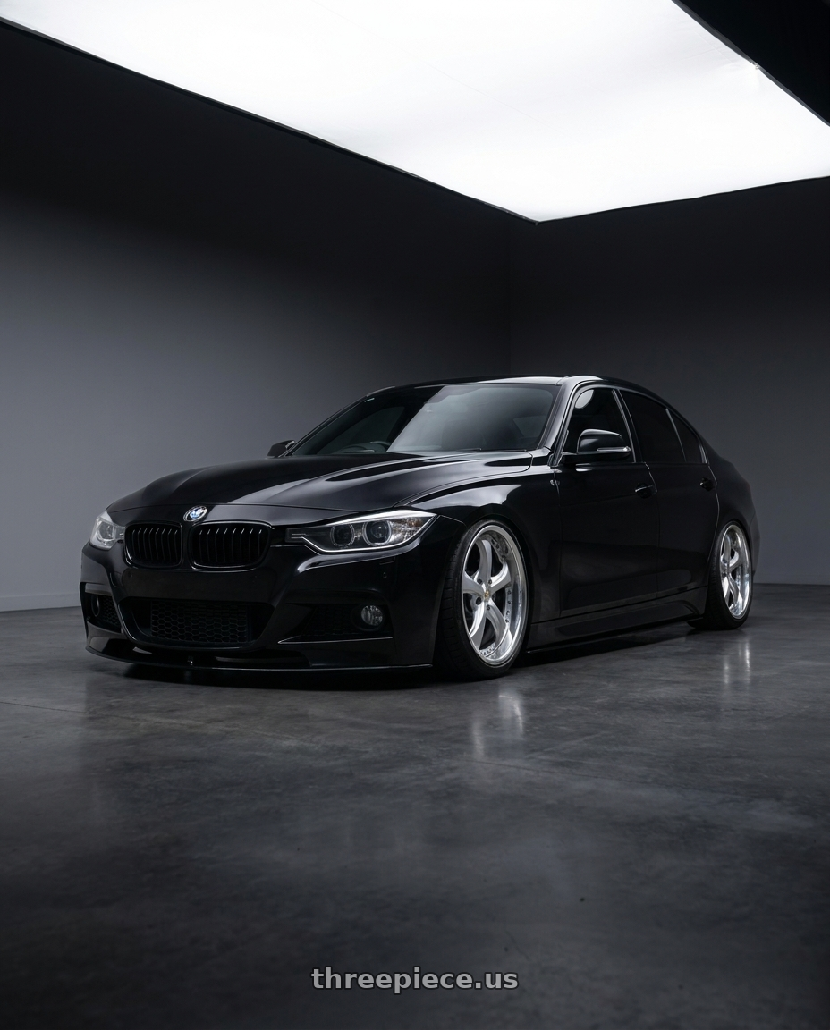 2012 bmw f30 black with Work Wheels VS-KF 5x120 18x9.5+34 Light Grey Silver A Disk FULL REVERSE wheels