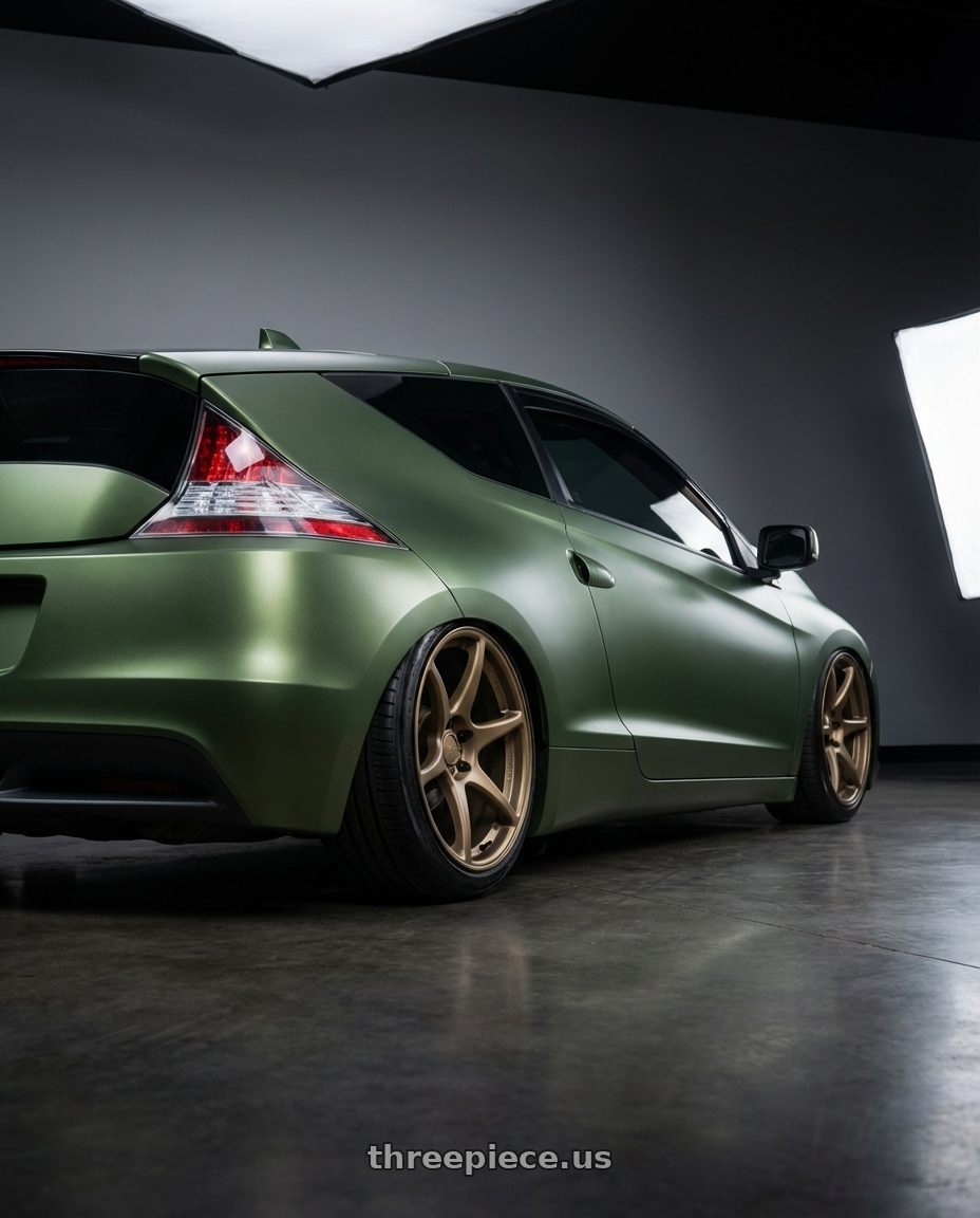 2015 Honda cr-z with Kansei K11B Tandem 5x114.3 18x8.5 35 Bronze wheels rear three quarter view slight stretch tires