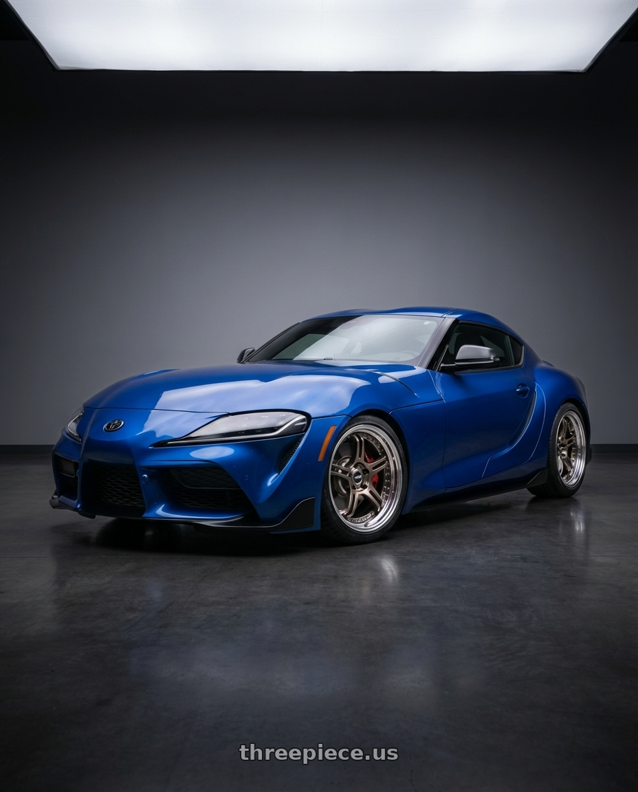 2023 TOYOTA SUPRA with SSR Professor SPX STD 5X100 19X9.5+30 SL Disk High Metal Bronze wheels front three quarter view lowered stance