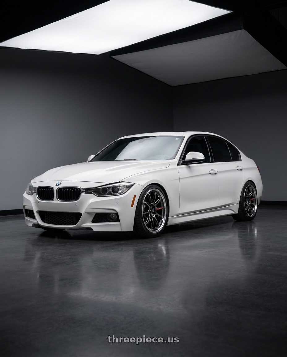 2013 bmw 335xi alpine white with Work Emotion Zr10 4x100 15x5 +48 Glim Black Diamond Rim cut wheels