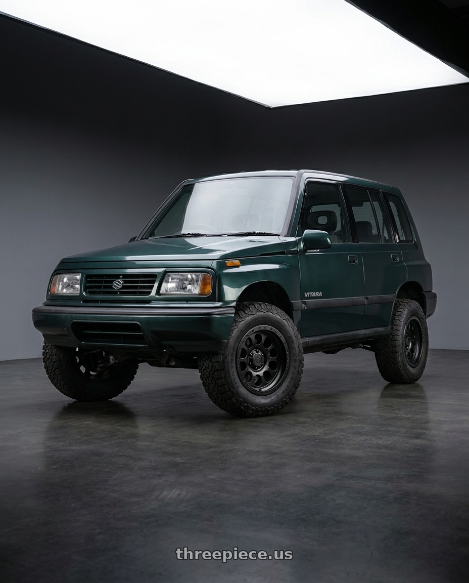 1995 Suzuki Vitara with LOCK OFFROAD 50CAL 5x127 17x9 +0 Matte Black W Matte Black Ring wheels