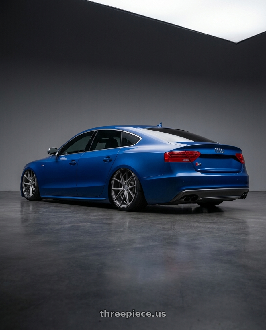 2014 Audi S5 B8 with Niche 1PC M116 MISANO 5X112 20X9 +32 MATTE GUN METAL wheels rear three quarter view slight stretch tires