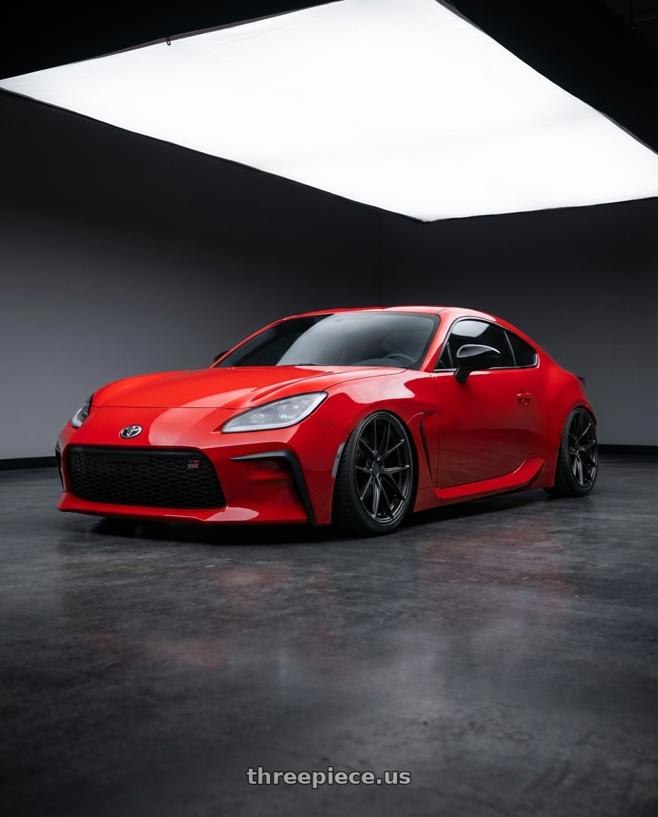 2024 Toyota GR86 with Niche 1PC M117 MISANO 5X114.3 18X9.5 +40 MATTE BLACK wheels front three quarter view stanced stance