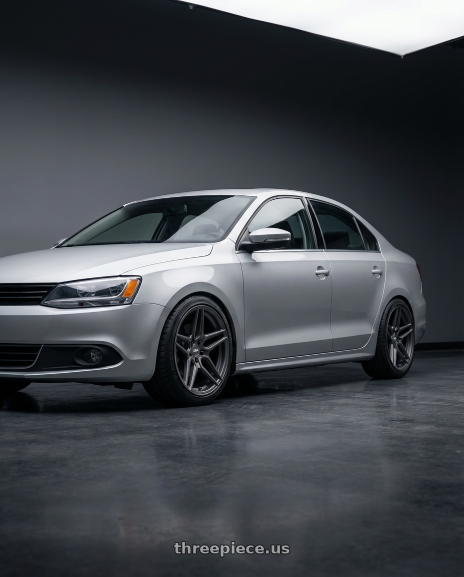 2016 Volkswagen Jetta GLI MK6 with ESR Wheels FORGETECH SERIES RF15 5x112 18x8.5 +30 Matte Graphite wheels