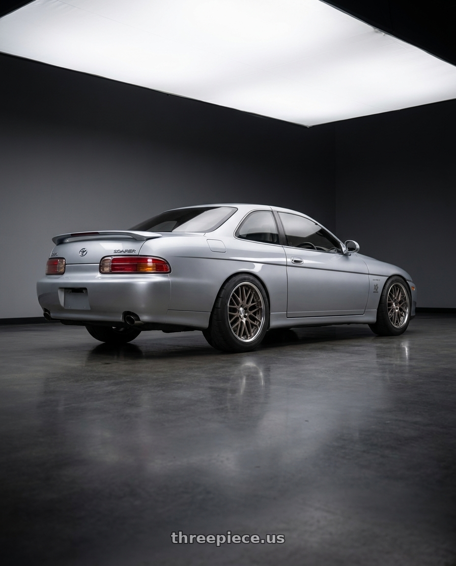 1997 Toyota Soarer with Work Lanvec Lm1 5x114.3 18x10.5+30 A Disk Trans Gray Polish wheels rear three quarter view meaty tires