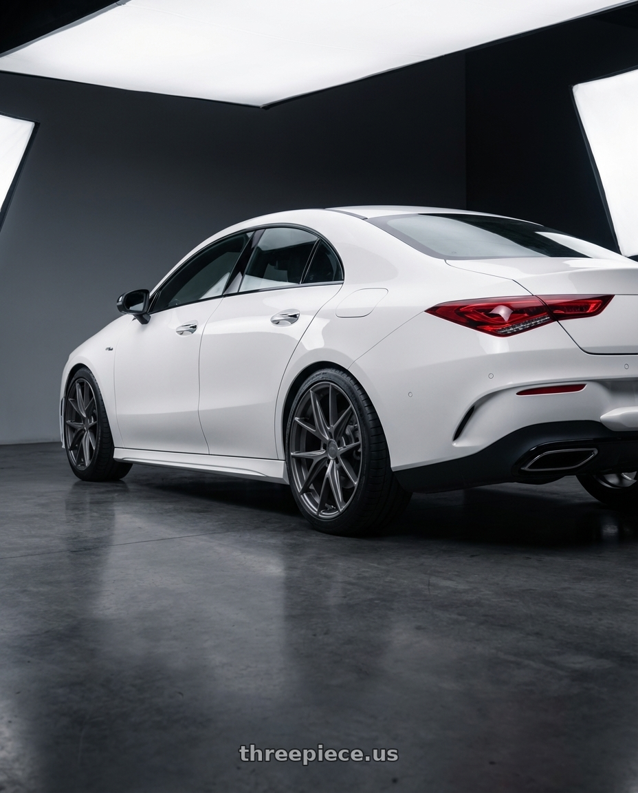 2023 Mercedes-Benz CLA C118 with Niche 1PC M116 MISANO 5X112 19X9.5 +35 MATTE GUN METAL wheels rear three quarter view square tires