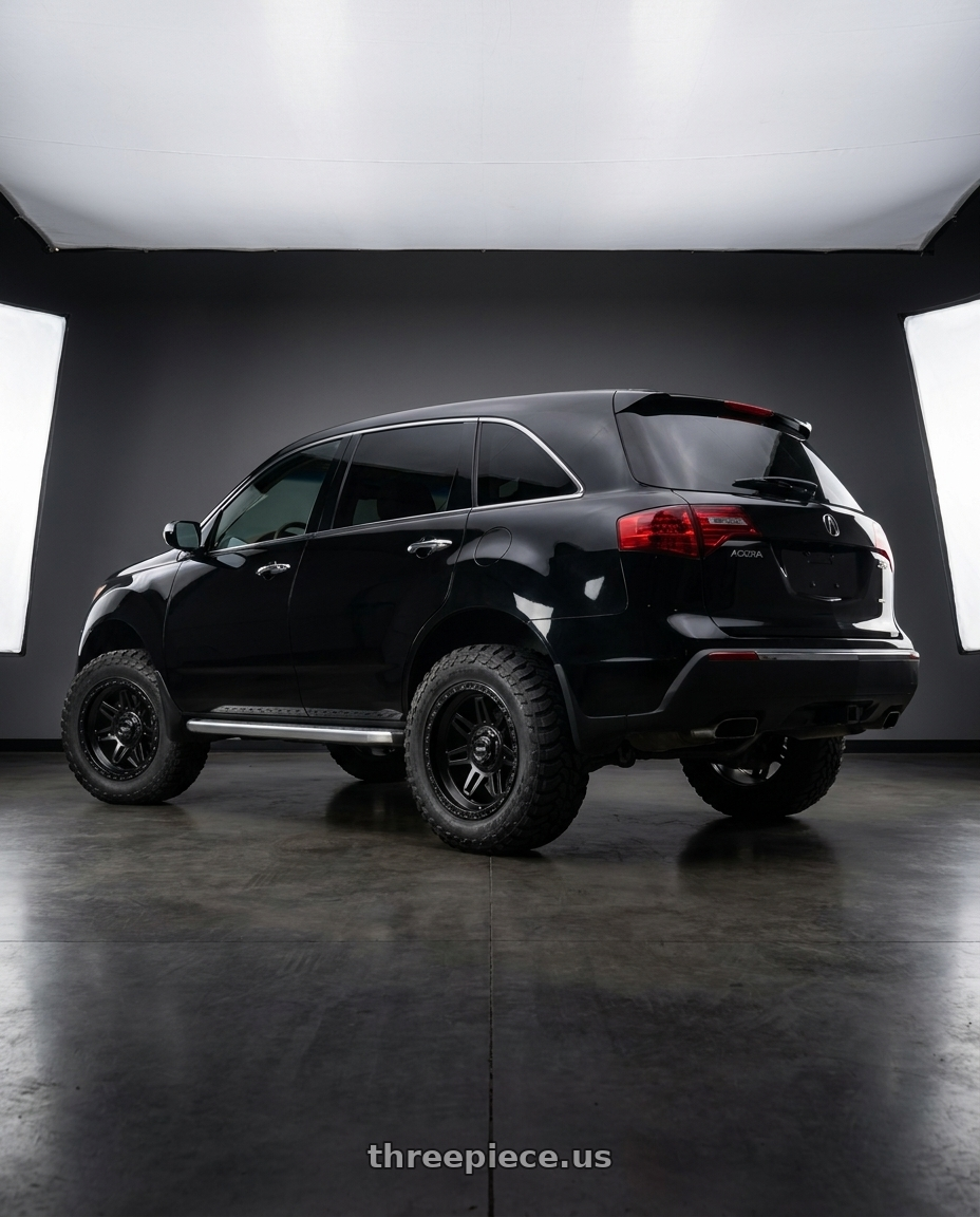 2012 acura mdx with WELD Off-Road Stellar 5x127 20x10 -18 Satin Black wheels rear three quarter view meaty tires