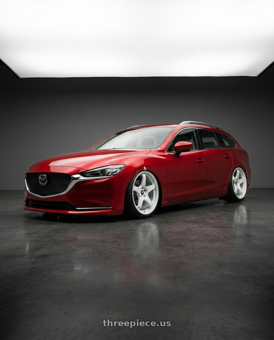 2021 Mazda 6 wagon with MST Wheels CR 5X114.3 18X8.5 +35 Alabaster White wheels