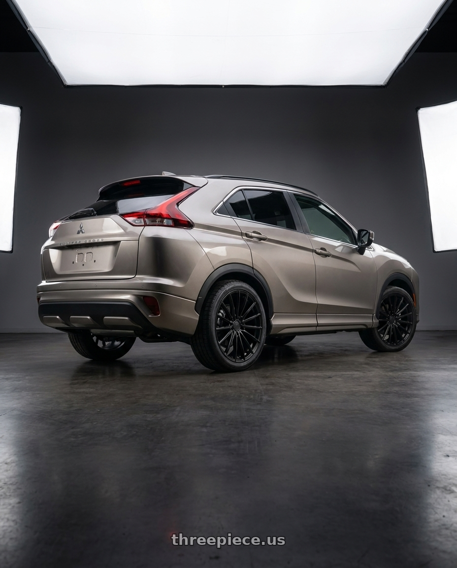 2022 Mitsubishi Eclipse Cross with XO LONDON 5X112 19X10 +42 MATTE BLACK wheels rear three quarter view square tires