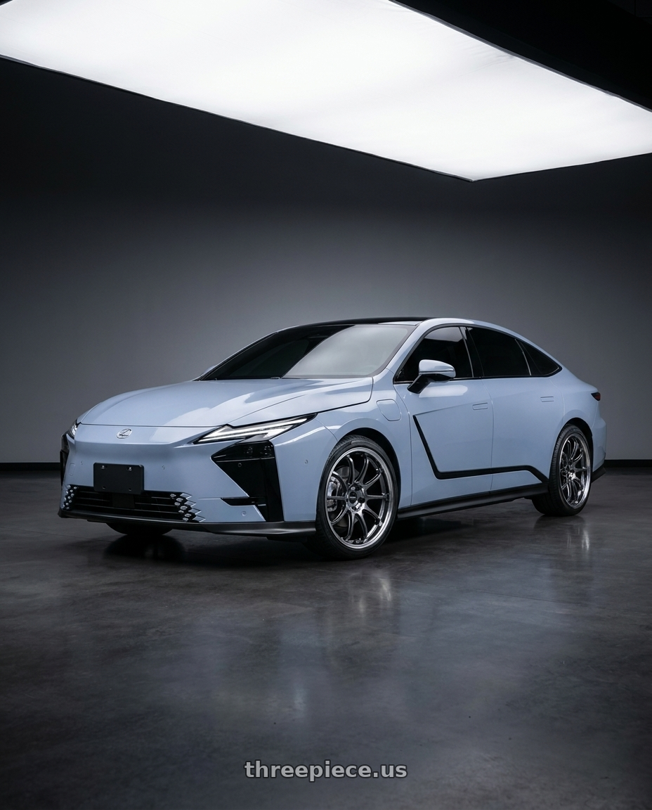 2026 Lexus ES500e with Advan Racing RZ-DF2 for Porsche 5x130 20x11.5 +53 DIAMOND CUT & HYPER PLATINUM BLACK wheels