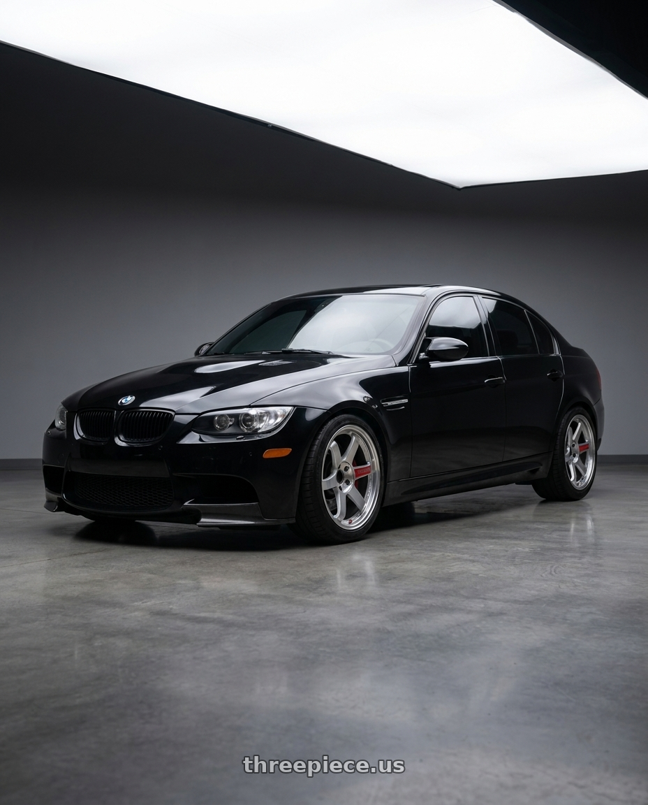 2009 bmw m3 sedan with Volk Racing TE37SL 5x114.3 18x11 +18 DIAMOND SILVER wheels