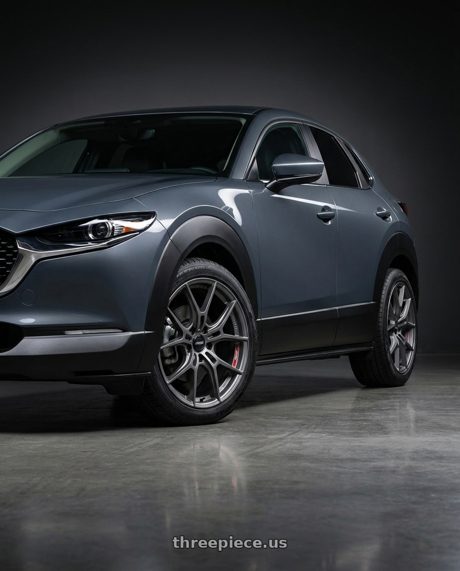 2026 mazda cx-30 with Gram Lights 57FXZ Overseas Model 5x114.3 18x8.5+45 Matte Graphite wheels