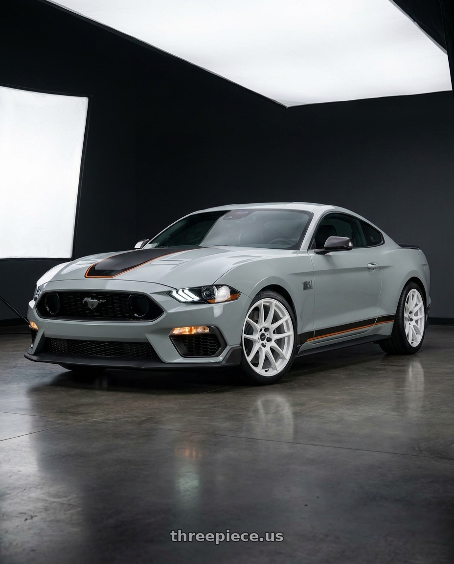2021 Ford Mustang Mach 1 with WORK Emotion CR Shigoku 5x114.3 19x9.5 +32 Ice White ICW wheels
