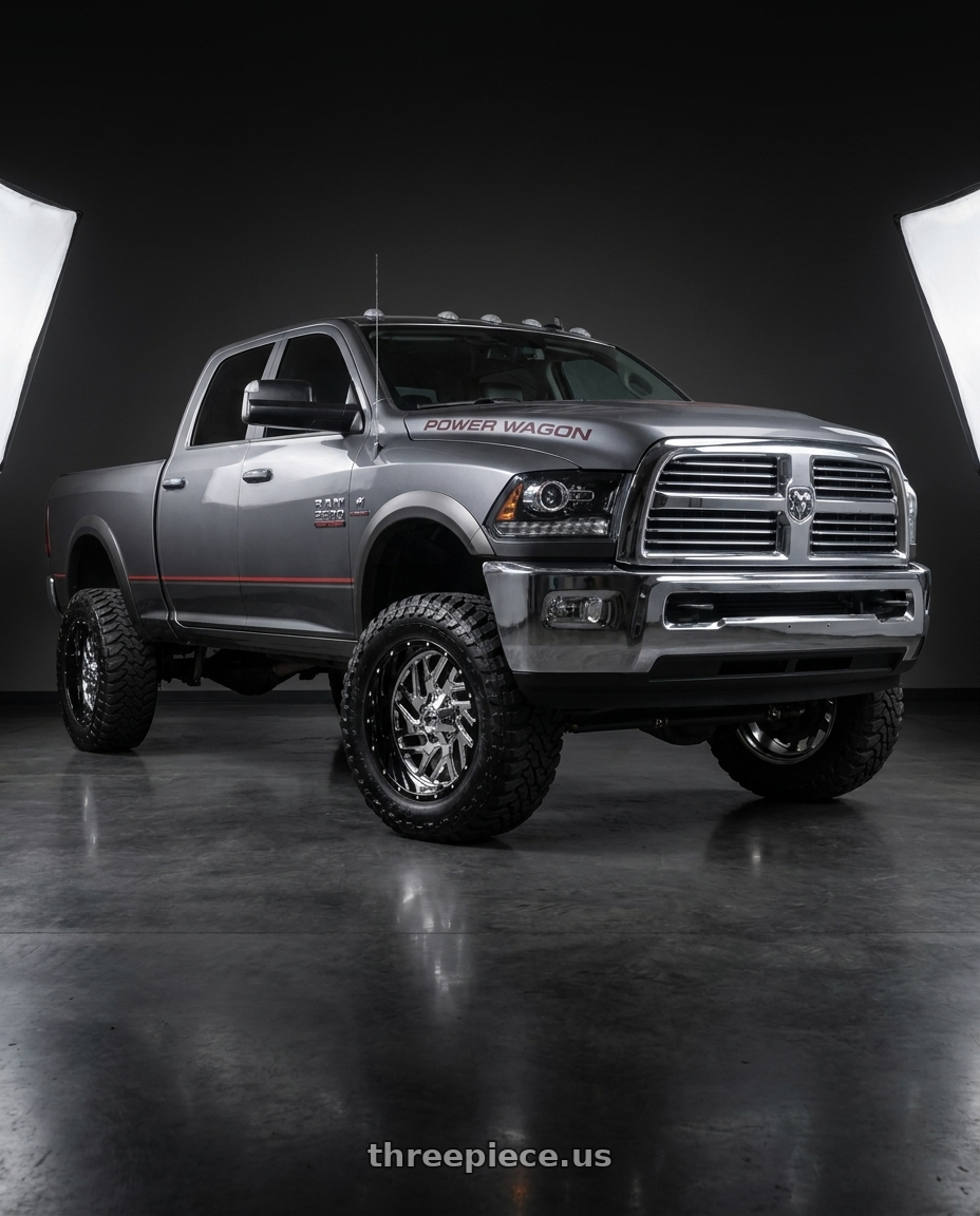2013 ram 2500 power wagon with Fuel 2PC D211 TRITON 8X170 20X12 -44 CHROME PLATED GLOSS BLACK LIP wheels