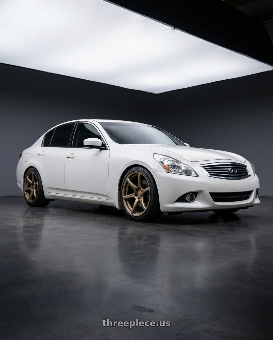 2012 Infiniti G37 with Kansei K11B Tandem 5x114.3 19x10.5 22 Bronze wheels