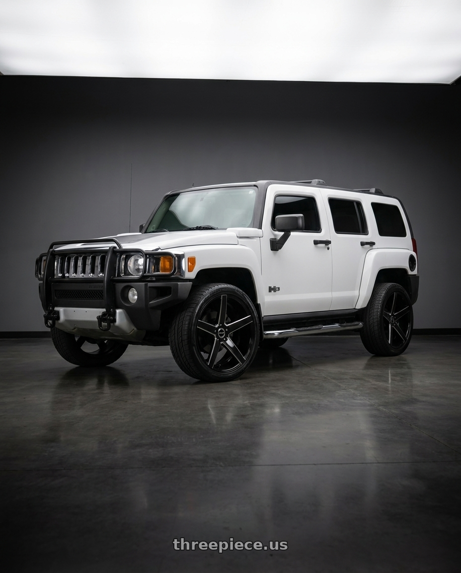 2008 Hummer H3 Alpha White with Strada Perfetto 6x139.7 26x10 +26 Gloss Black Milled wheels
