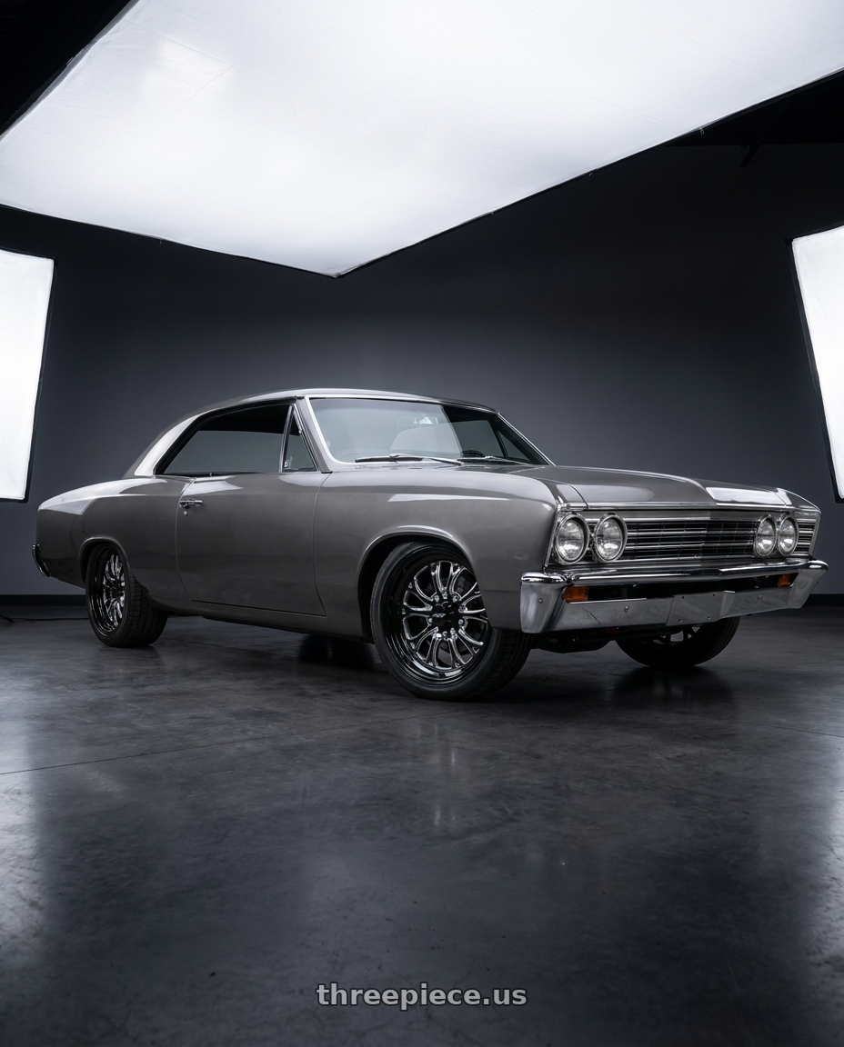 1967 gm chevelle with Boyd Coddington BC3 Bristol 5x120.65 17x4.5 -24 Gloss Black / Milled Spokes wheels